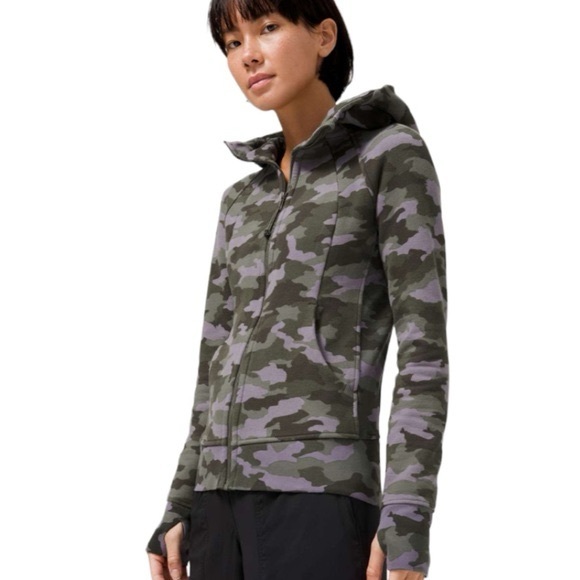 Lululemon Scuba Zip Up Hoodie Purple Camo Size 6 Women’s Hooded Sweater pockets - Picture 11 of 16